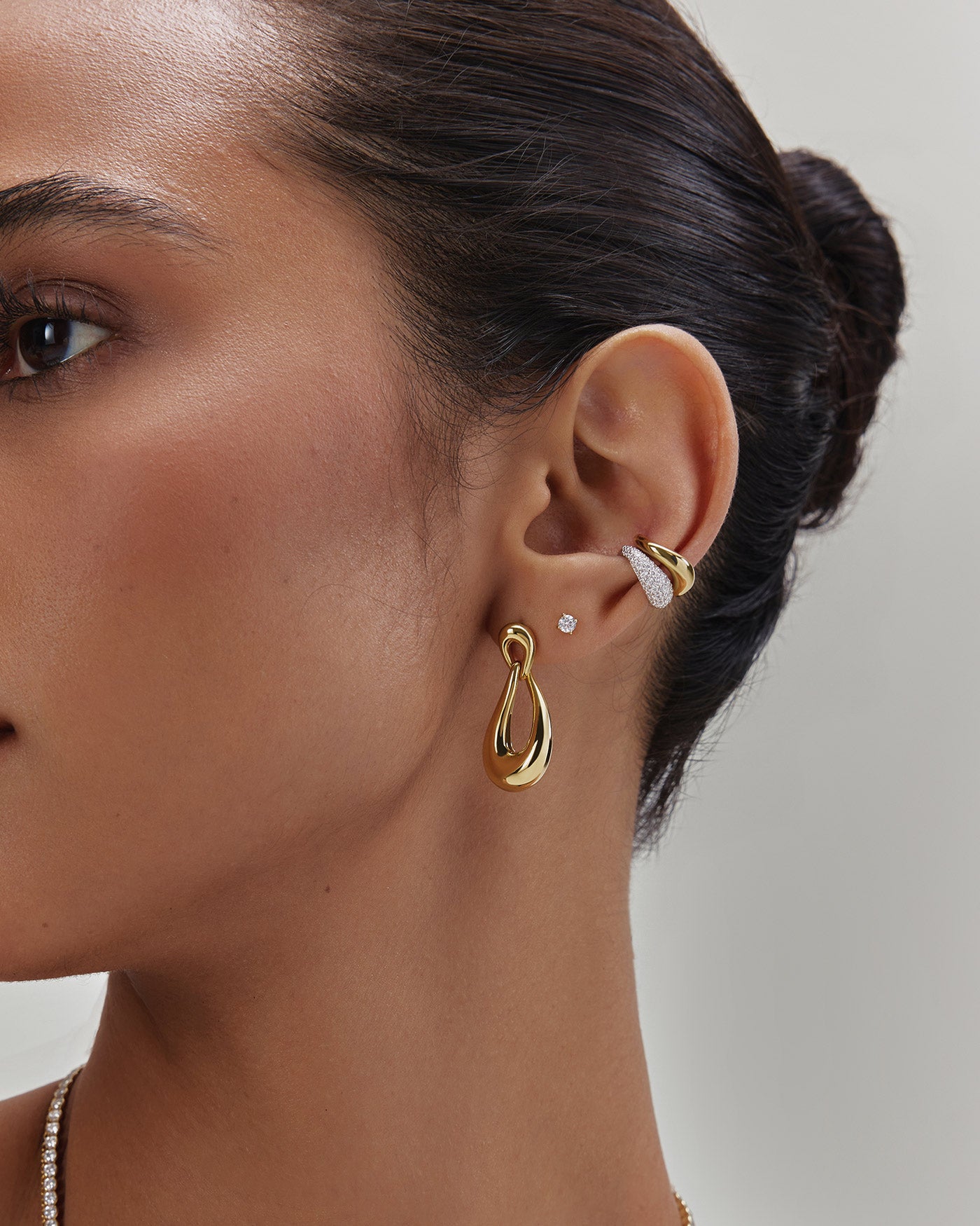 Gold Wave Huggie Hoop Earrings