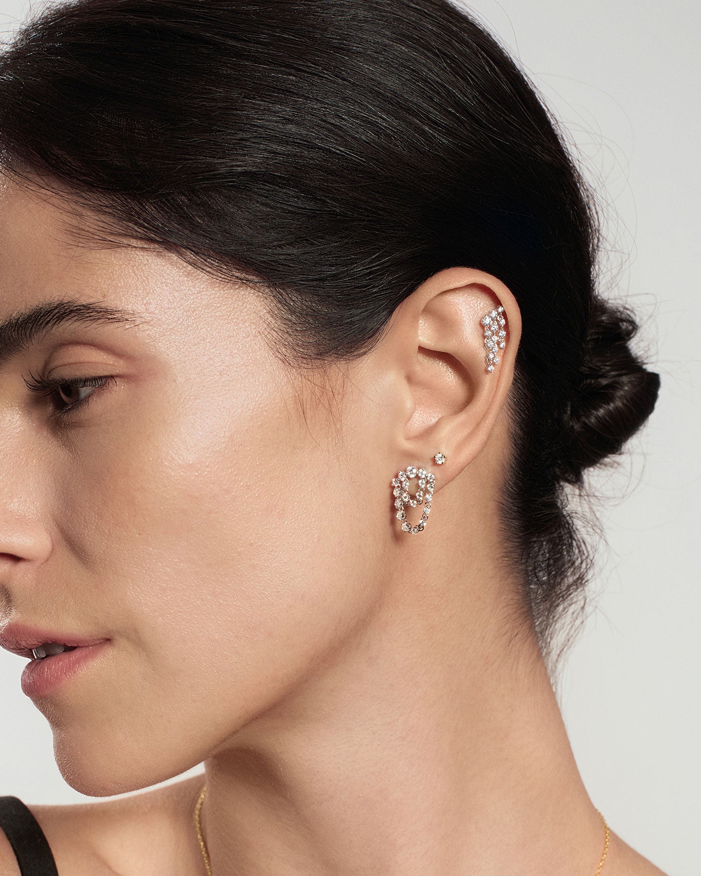 Silver Five-Prong Sparkle Barbell Earring