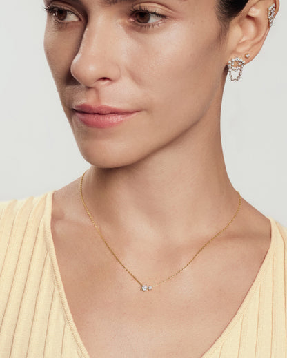 Silver Triple Fringe Barbell Earring