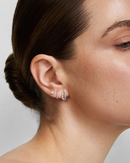 Silver Duet Wave Huggie Hoop Earrings