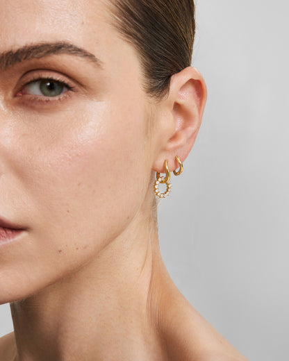 Gold Pavé Interlocked Huggie Hoop Earrings