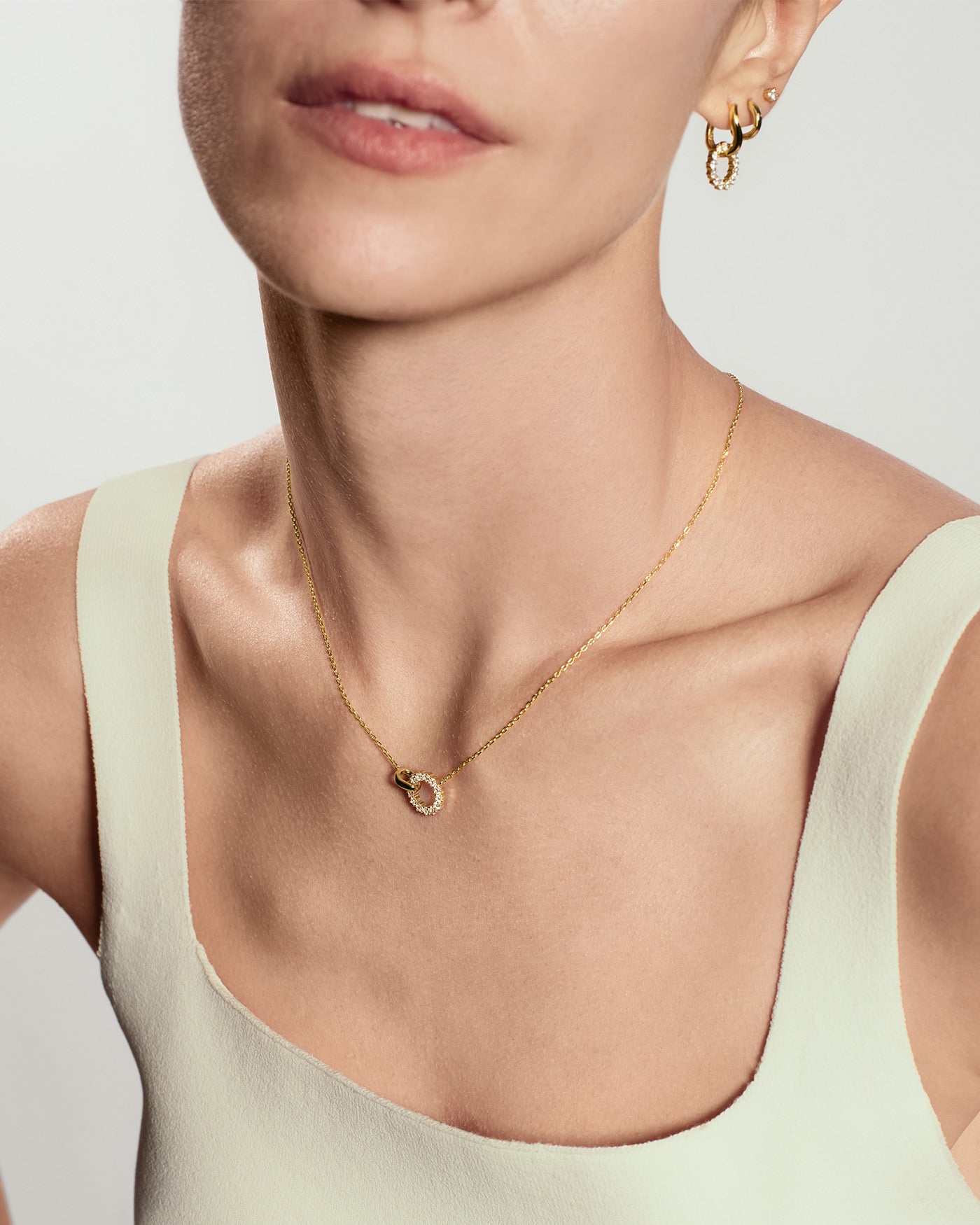 Ania Haie Gold Interlinked Circles Pavé Necklace view