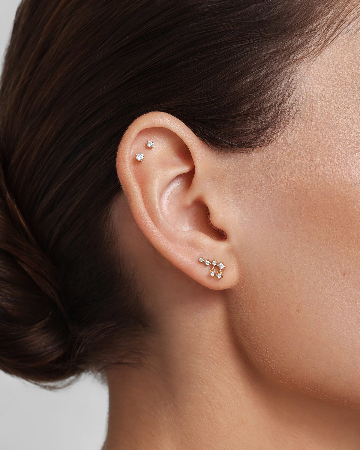 Gold Cascade Stud Earrings