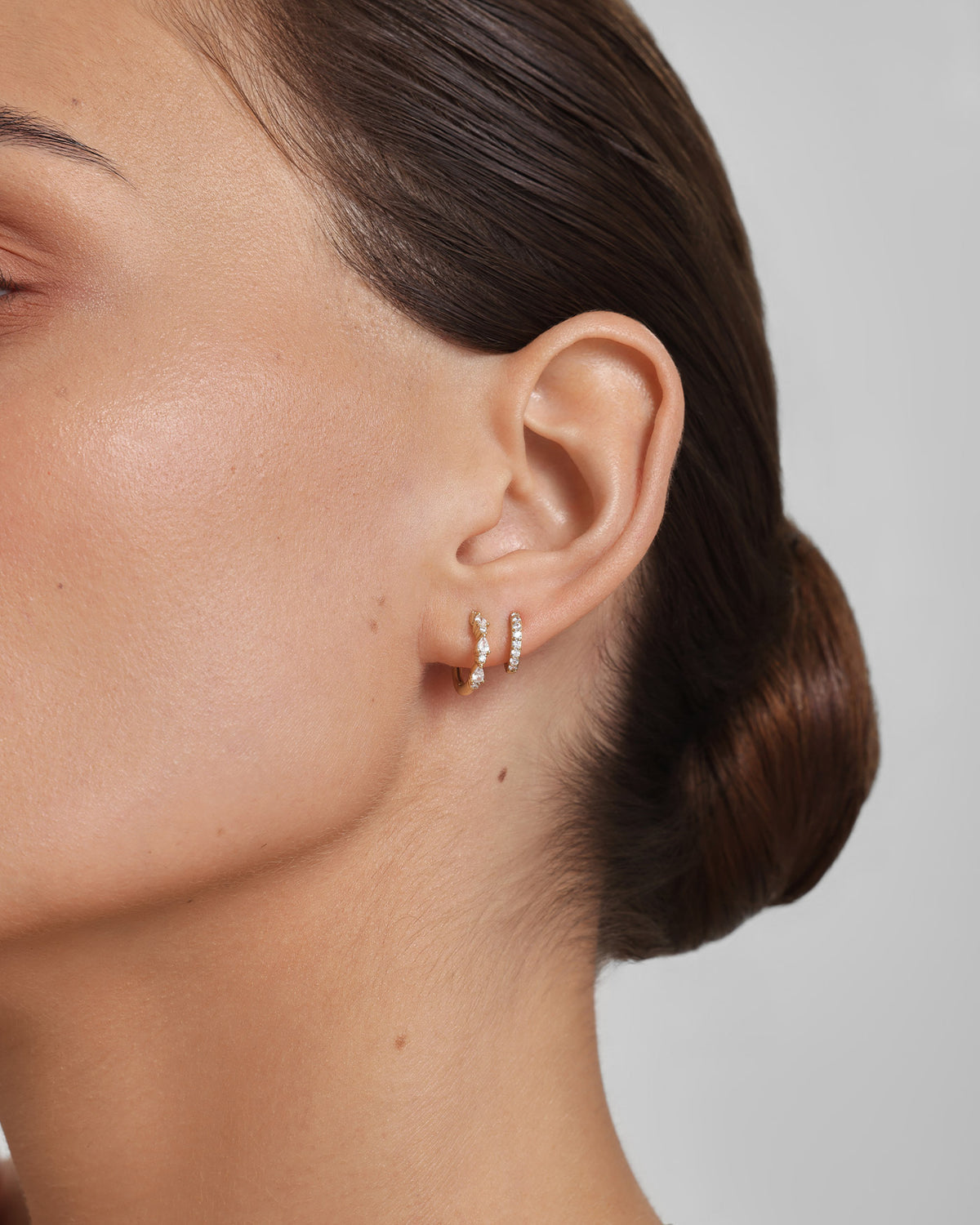 Gold Teardrop Trio Huggie Hoop Earrings
