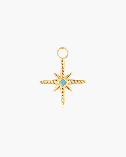 Gold Turquoise and Cubic Ziconia Star Charm