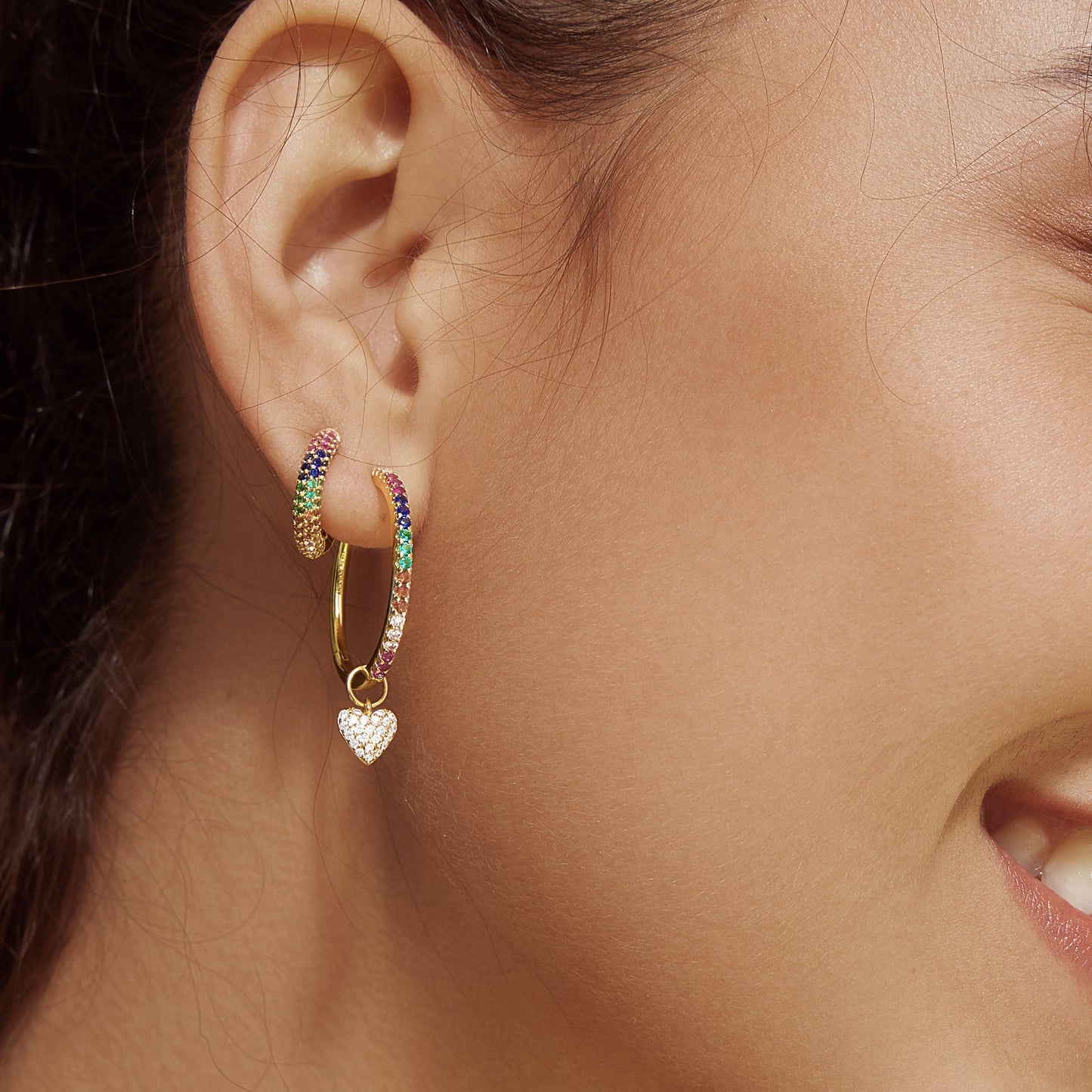 Gold Heart Pavé  Earring Charm