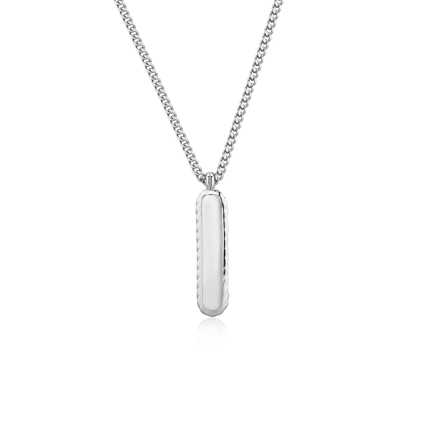 Excliv Jester Silver Necklace with Long Oval Pendant