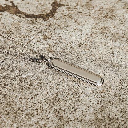 Excliv Jester Silver Necklace with Long Oval Pendant