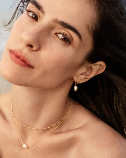 Ania Haie Gold Pearl Mini Hoop Earrings lifestyle