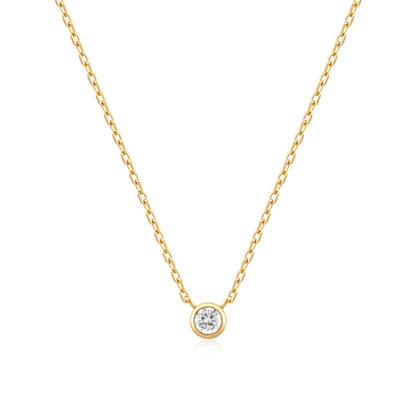 Ania Haie Gold Round Solitaire Cubic Zirconia Necklace