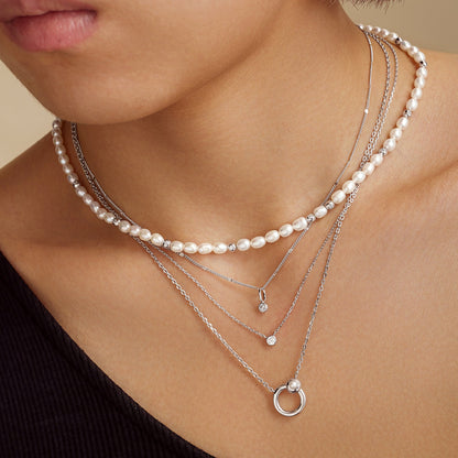 Silver Round Solitaire Cubic Zirconia Necklace