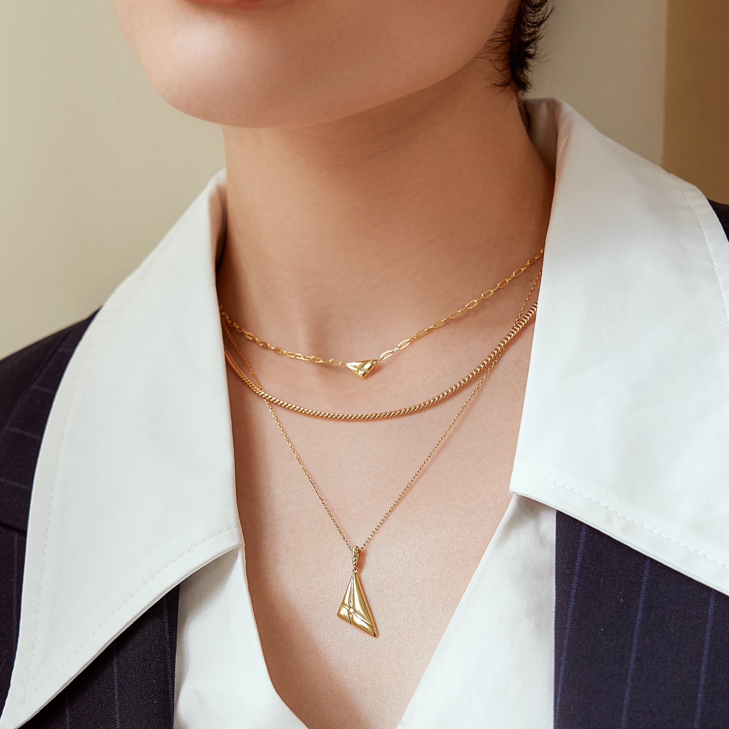 Silver Triangle Pendant Necklace