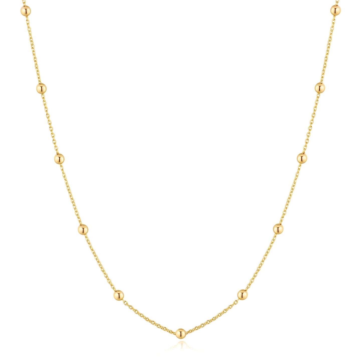 Gold Beaded Chain Necklace