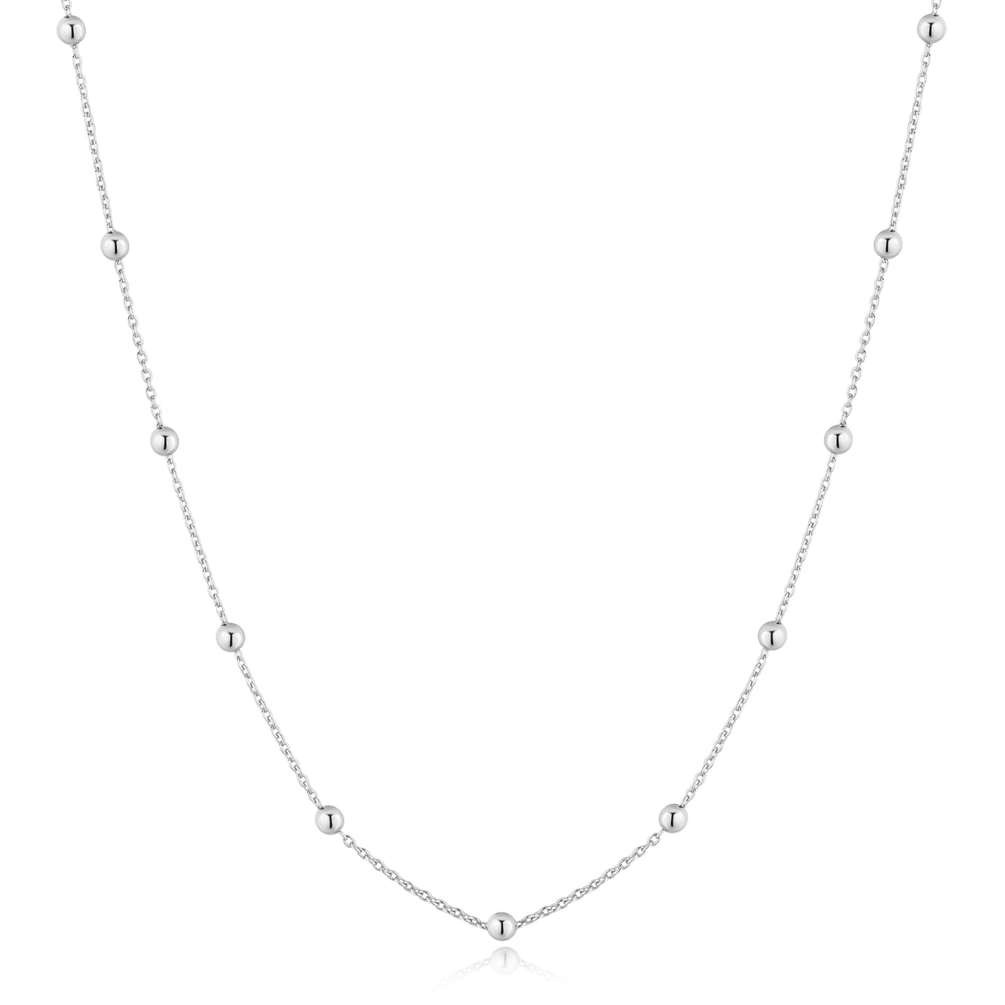 Silver Beaded Chain Necklace