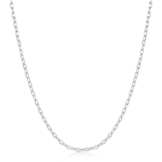 Silver Rectangle Link Chain Necklace