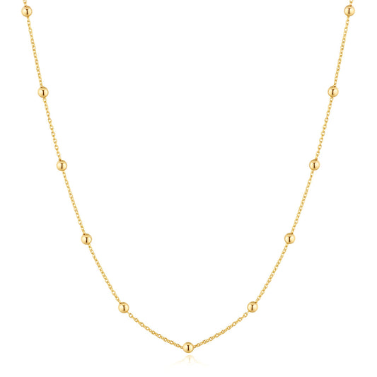 Gold Bobble Long Chain Necklace