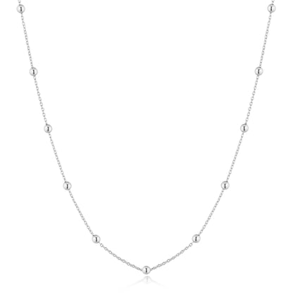 Silver Bobble Long Chain Necklace