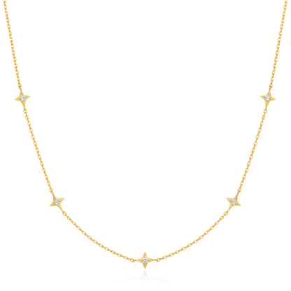 Gold Stars Station Necklace