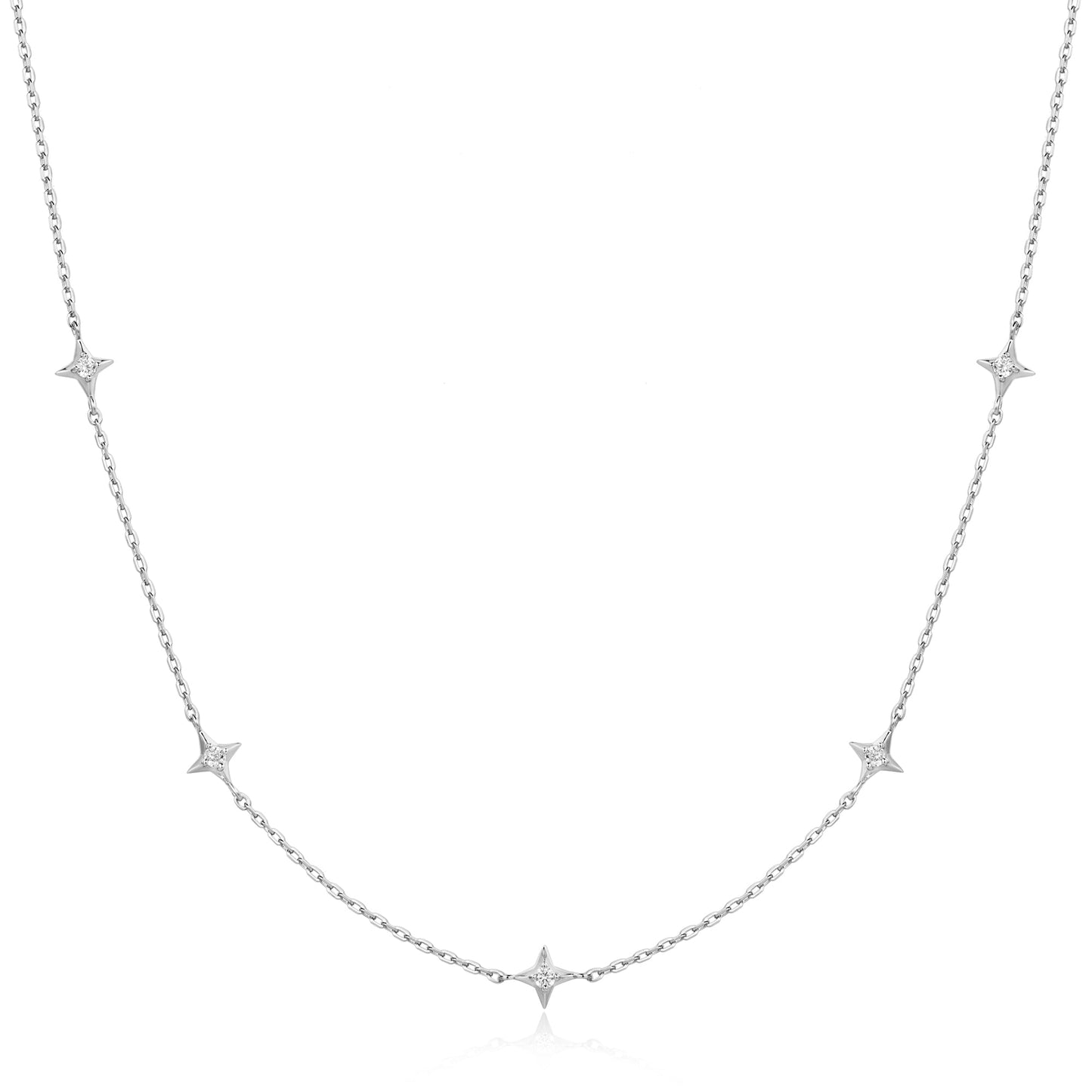 Silver Stars Station Necklace