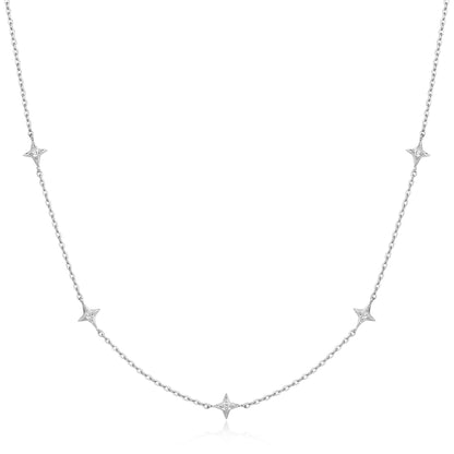 Silver Stars Station Necklace