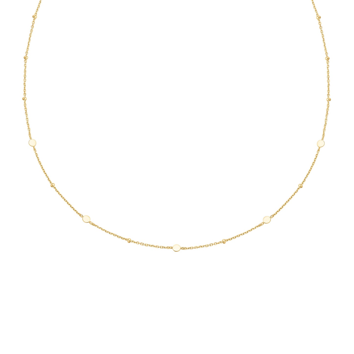 Gold Disc Station Necklace