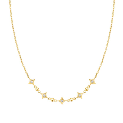 Gold Sparkling Star Station Necklace