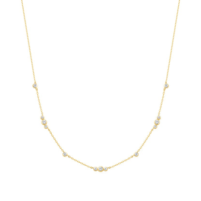 Gold Sparkling Bezel Cubic Zirconia Station Necklace