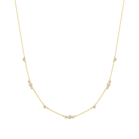 Gold Sparkling Bezel Cubic Zirconia Station Necklace