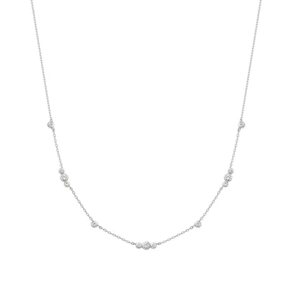 Silver Sparkling Bezel Cubic Zirconia Station Necklace