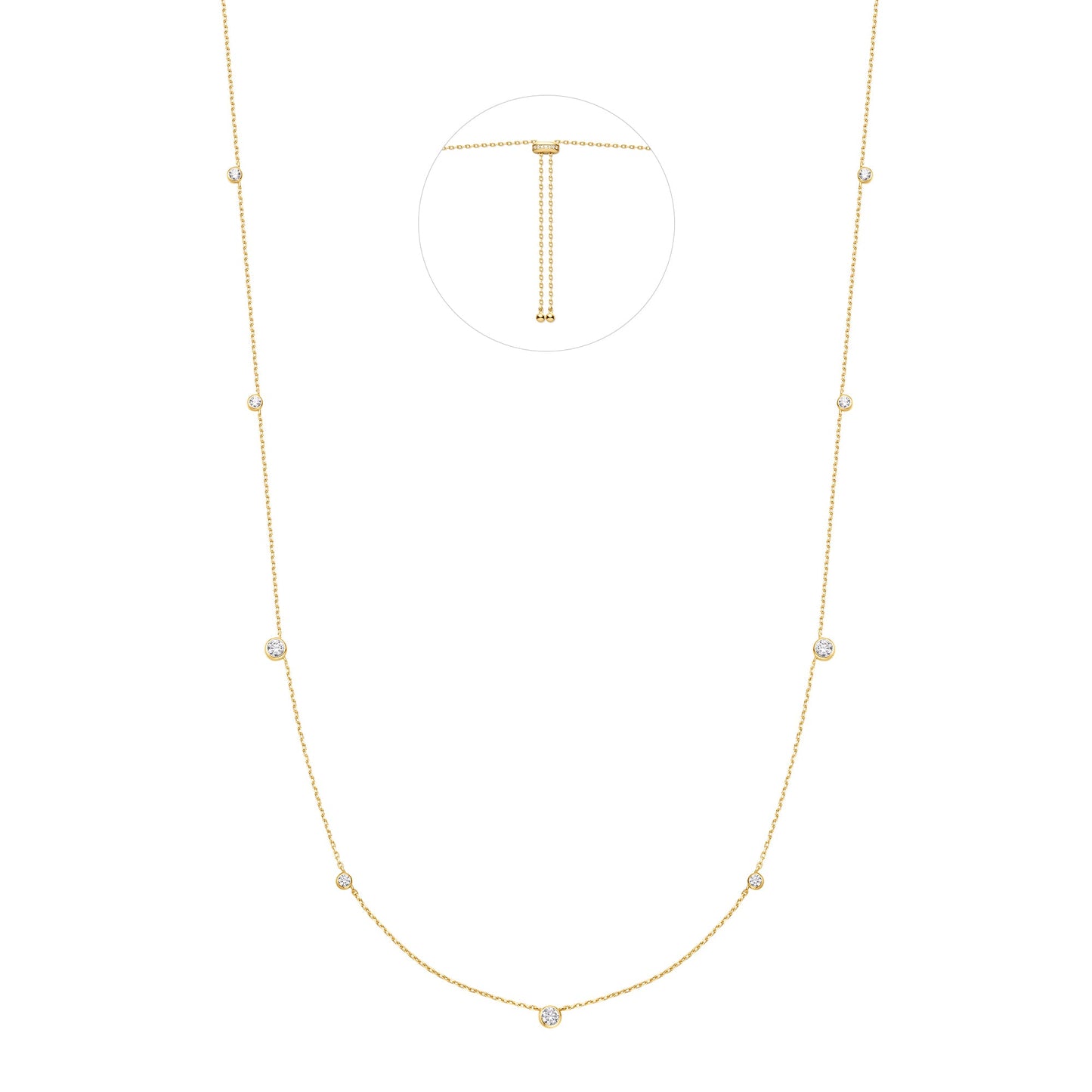 Gold Bezel Cubic Zirconia Station Necklace