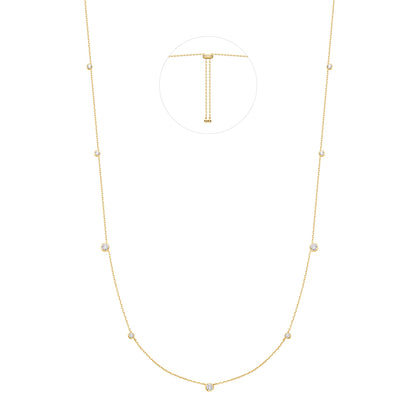 Gold Bezel Cubic Zirconia Station Necklace