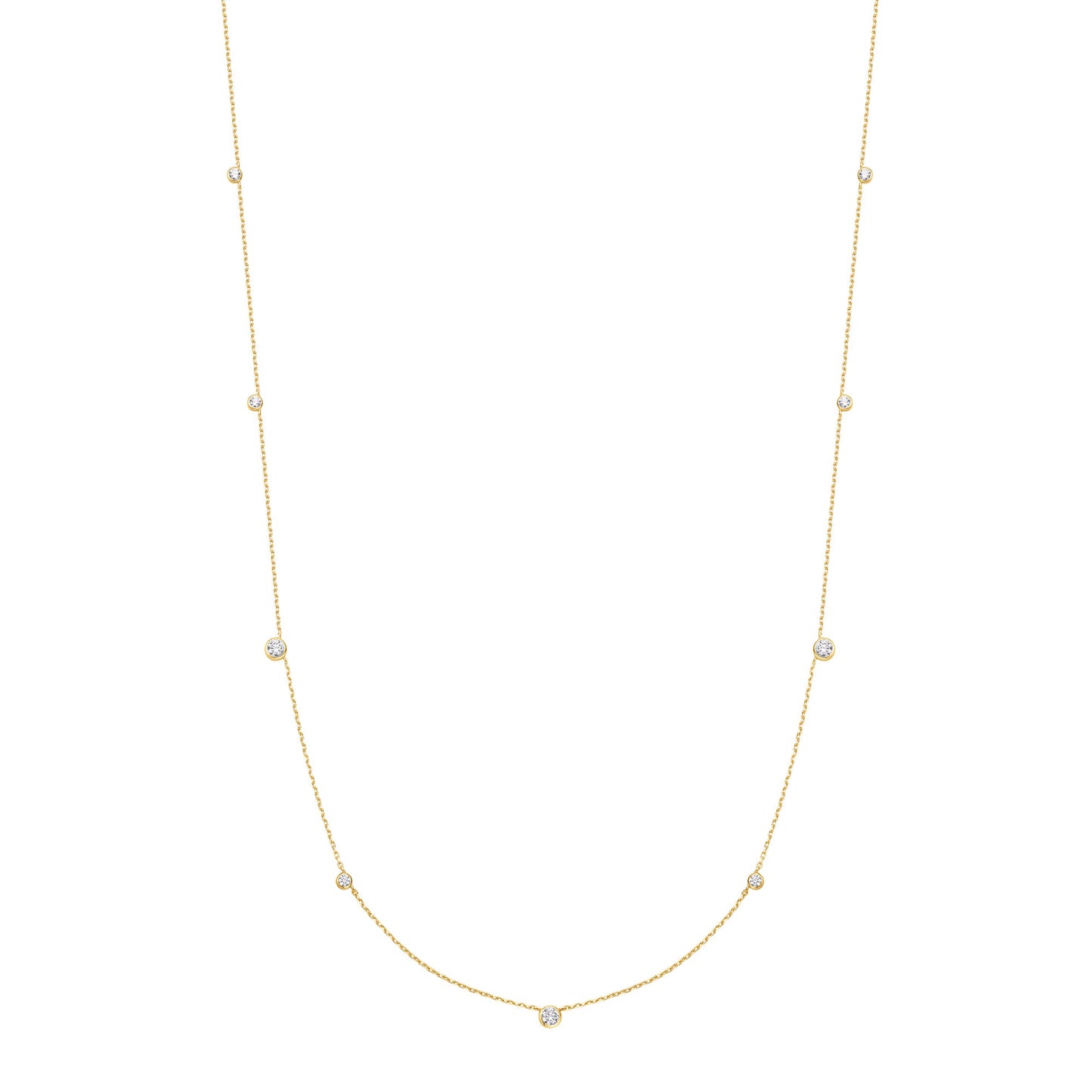 Gold Bezel Cubic Zirconia Station Necklace