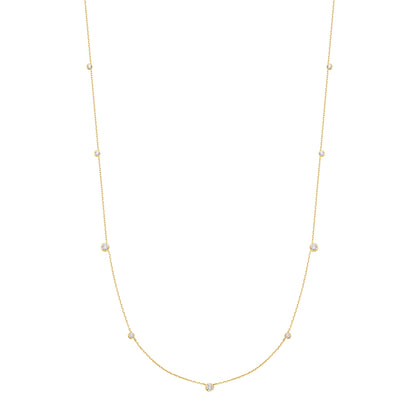 Gold Bezel Cubic Zirconia Station Necklace
