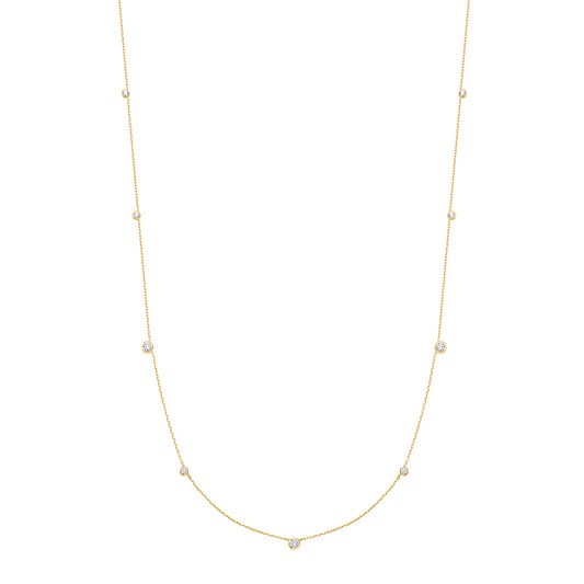 Gold Bezel Cubic Zirconia Station Necklace