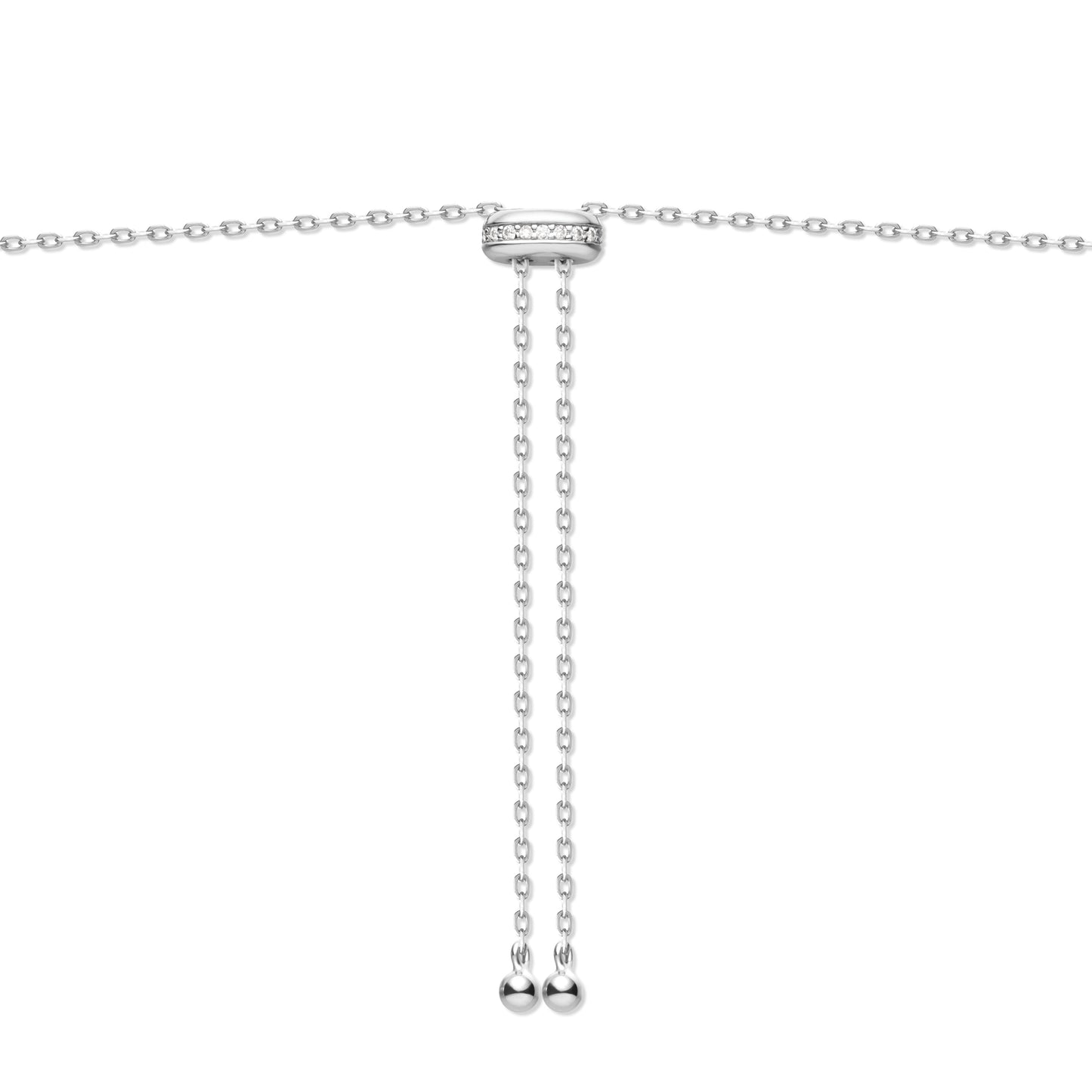 Silver Bezel Cubic Zirconia Station Necklace