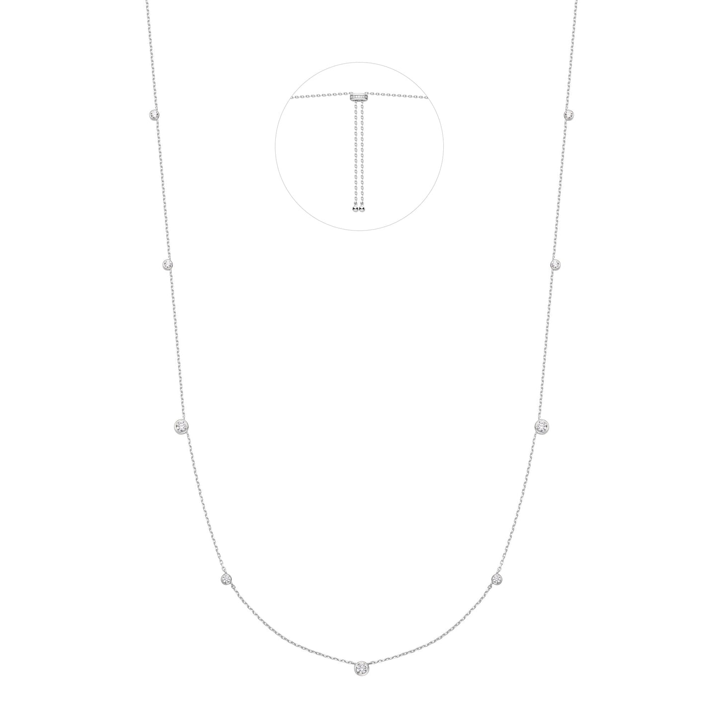 Silver Bezel Cubic Zirconia Station Necklace