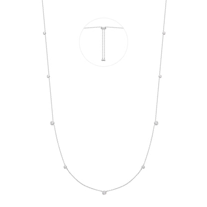 Silver Bezel Cubic Zirconia Station Necklace