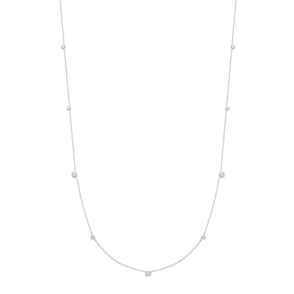 Silver Bezel Cubic Zirconia Station Necklace