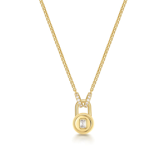 Gold Linked Locket Dangle Necklace