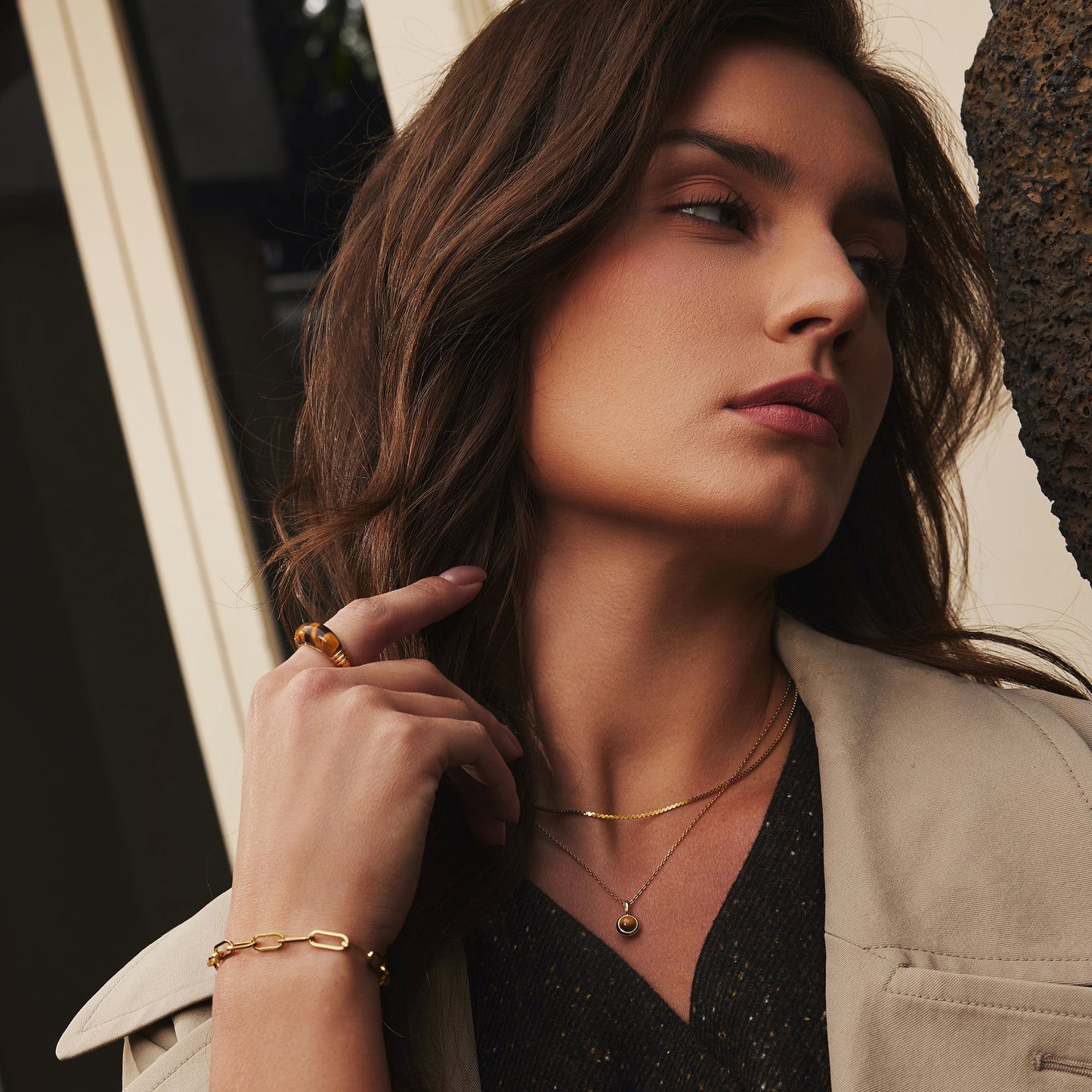 Gold Tiger Eye Statement Ring