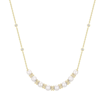Gold Sparkling Braided Shell Pearl Necklace
