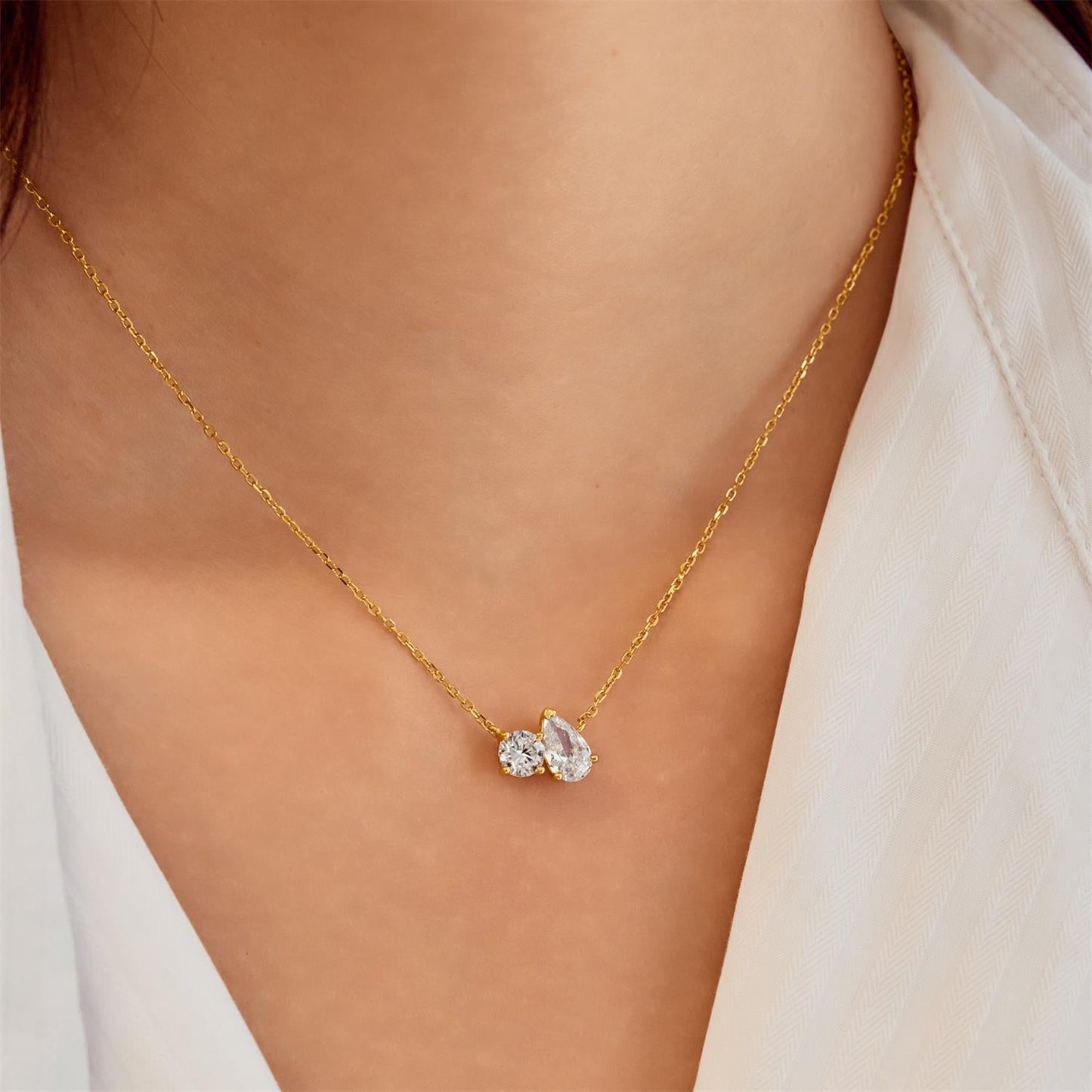 Gold Toi & Moi Necklace