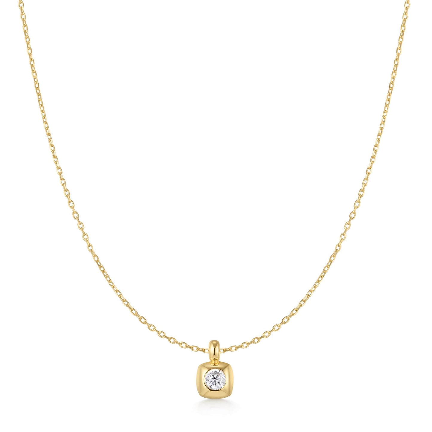 Gold Modern Bezel-Set Solitaire Necklace