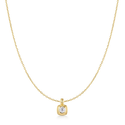 Gold Modern Bezel-Set Solitaire Necklace