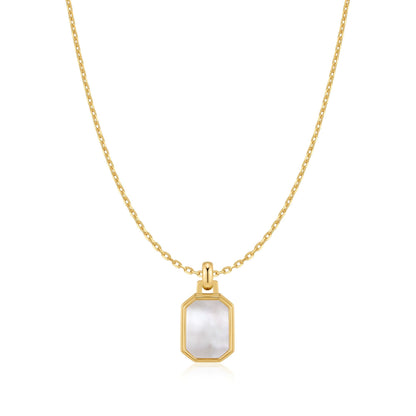 Gold Square Mother-of-Pearl Necklace