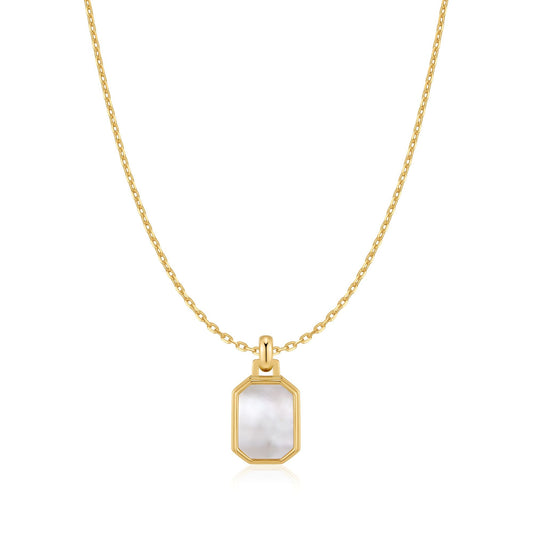 Gold Square Mother-of-Pearl Necklace
