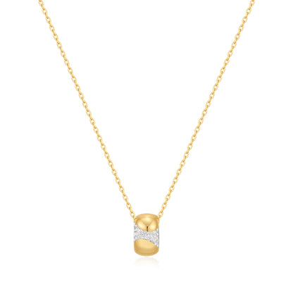 Gold Puffed Rivulet Pavé Necklace