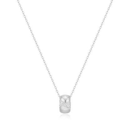 Silver Puffed Rivulet Pavé Necklace