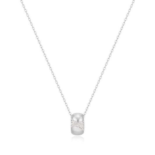 Silver Puffed Rivulet Pavé Necklace
