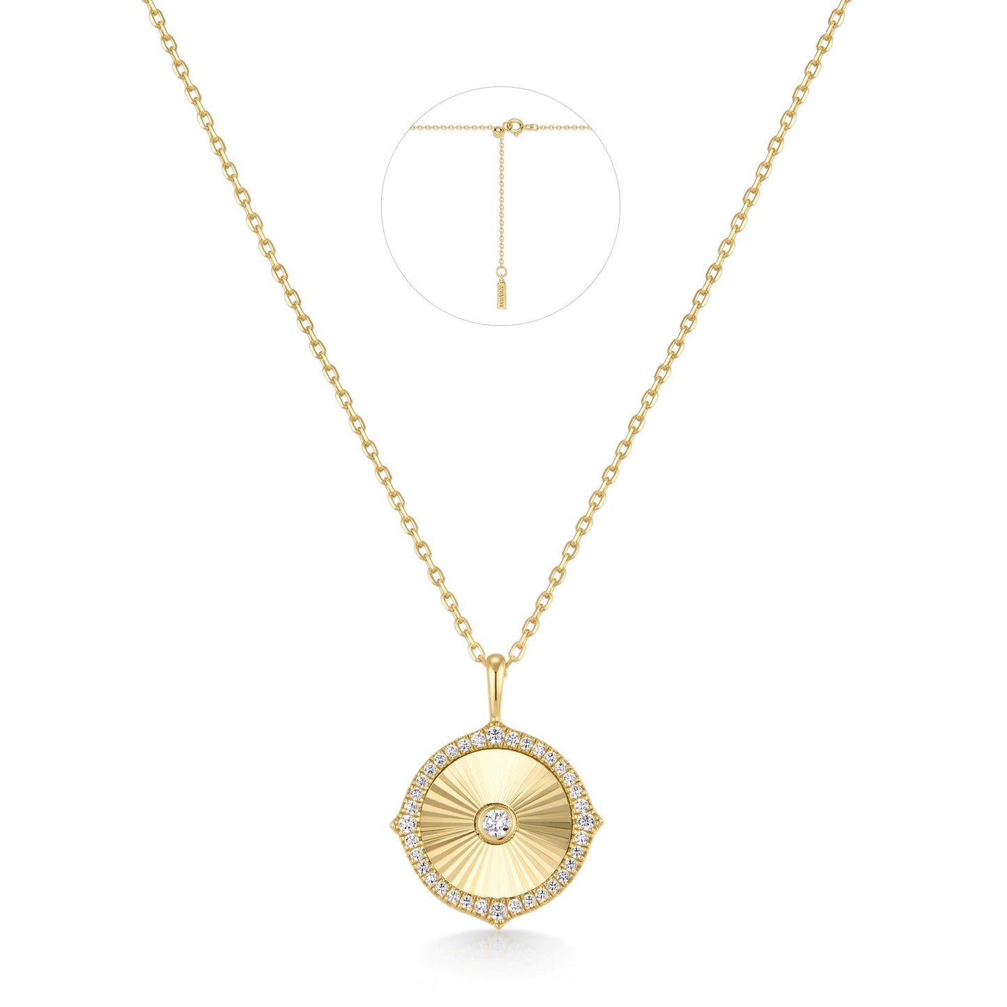 Gold Diamond-Cut Sunny Disc Necklace